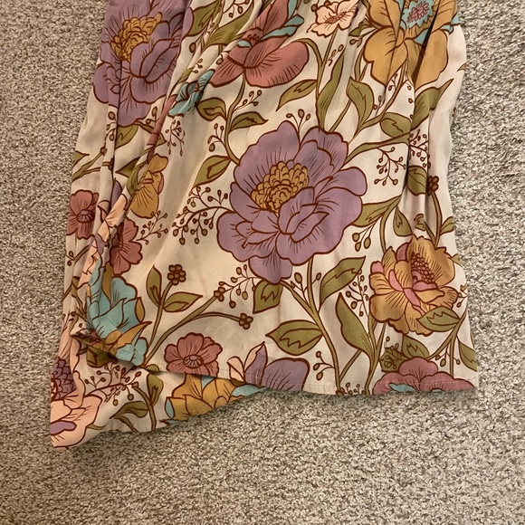 Free People rolling hills floral jumpsuit ruched bodice wide leg sweetheart - Picture 7 of 7